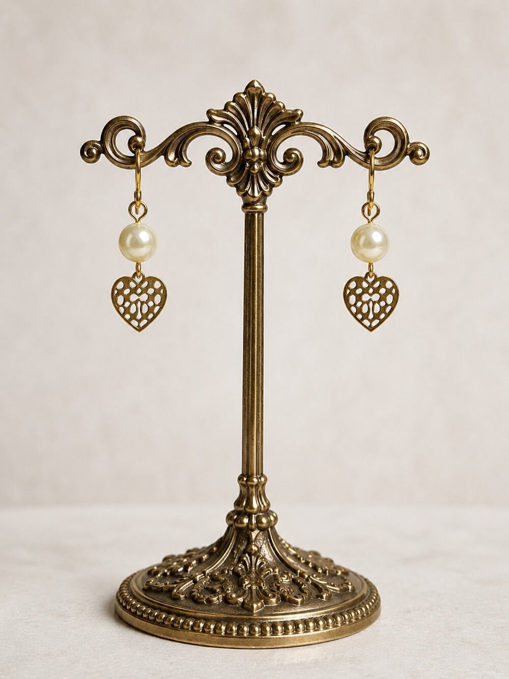 Coach Pearl and Heart Drop Earrings